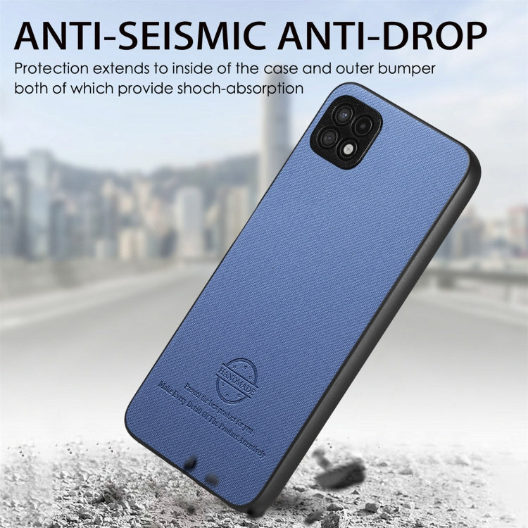 Custodia in pelle con retro in tessuto per Samsung Galaxy A22 5G, S21 FE 5G e