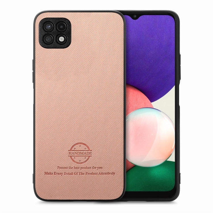 Custodia in pelle con retro in tessuto per Samsung Galaxy A22 5G, S21 FE 5G e