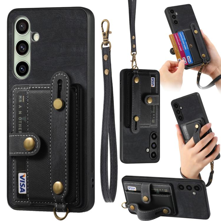 Portafoglio con cinturino a croce in pelle con custodia per Samsung Galaxy A57