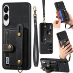 Portafoglio con cinturino a croce in pelle con custodia per Samsung Galaxy A57