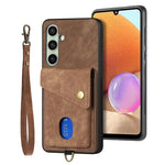Portafoglio pieghevole in pelle con cinturino per Samsung Galaxy A57, A37, S25