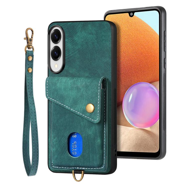 Portafoglio pieghevole in pelle con cinturino per Samsung Galaxy A57, A37, S25