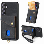 Portafoglio pieghevole in pelle con cinturino per Samsung Galaxy A57, A37, S25