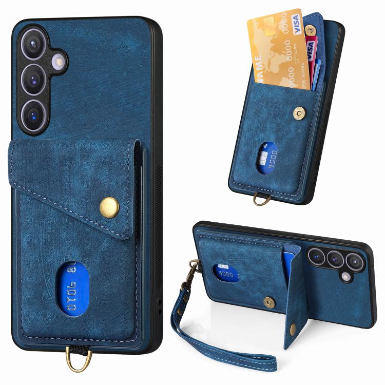 Portafoglio pieghevole in pelle con cinturino per Samsung Galaxy A57, A37, S25