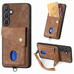 Portafoglio pieghevole in pelle con cinturino per Samsung Galaxy A57, A37, S25