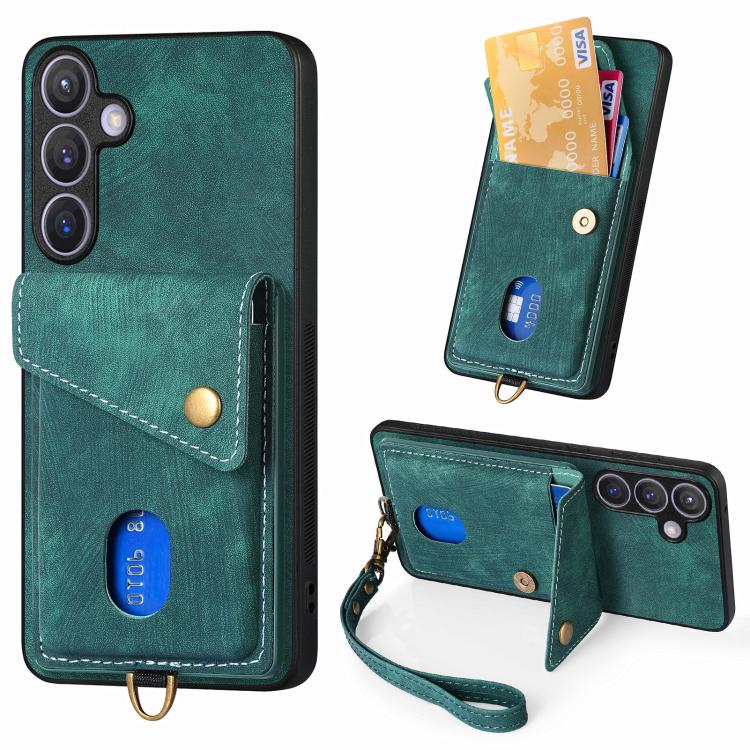 Portafoglio pieghevole in pelle con cinturino per Samsung Galaxy A57, A37, S25