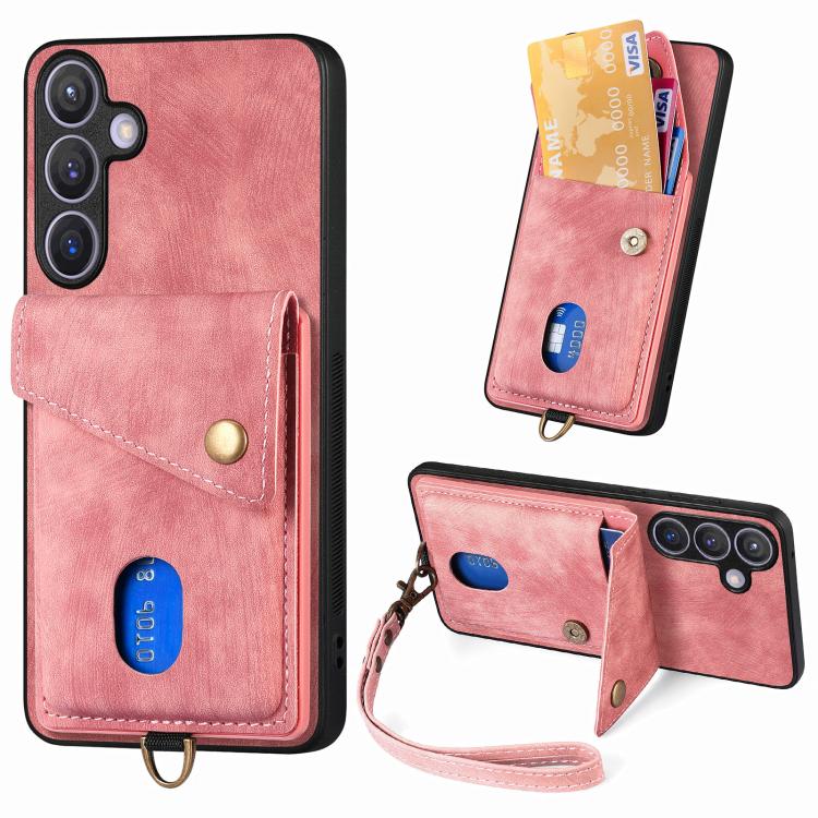 Portafoglio pieghevole in pelle con cinturino per Samsung Galaxy A57, A37, S25