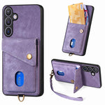 Portafoglio pieghevole in pelle con cinturino per Samsung Galaxy A57, A37, S25