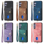 Portafoglio pieghevole in pelle con cinturino per Samsung Galaxy A57, A37, S25