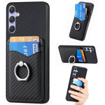 Custodia con anello porta carte in fibra di carbonio per Samsung Galaxy A36, S25