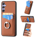 Custodia con anello porta carte in fibra di carbonio per Samsung Galaxy A36, S25
