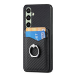 Custodia con anello porta carte in fibra di carbonio per Samsung Galaxy A36, S25