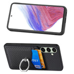 Custodia con anello porta carte in fibra di carbonio per Samsung Galaxy A36, S25