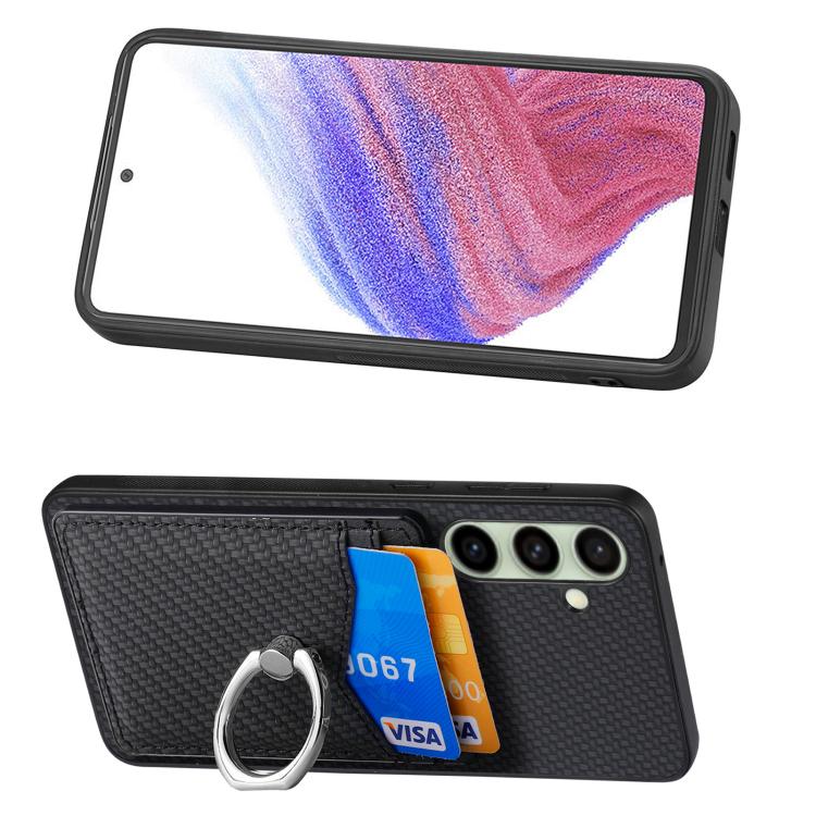 Custodia con anello porta carte in fibra di carbonio per Samsung Galaxy A36, S25