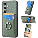 Custodia con anello porta carte in fibra di carbonio per Samsung Galaxy A36, S25
