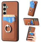 Custodia con anello porta carte in fibra di carbonio per Samsung Galaxy A36, S25