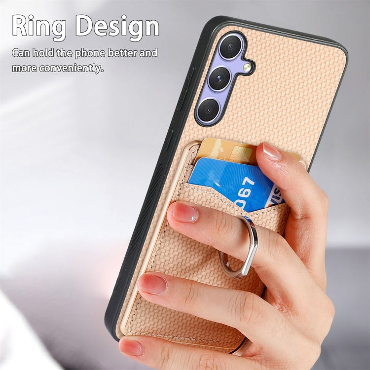 Custodia con anello porta carte in fibra di carbonio per Samsung Galaxy A36, S25