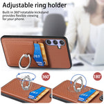 Custodia con anello porta carte in fibra di carbonio per Samsung Galaxy A36, S25