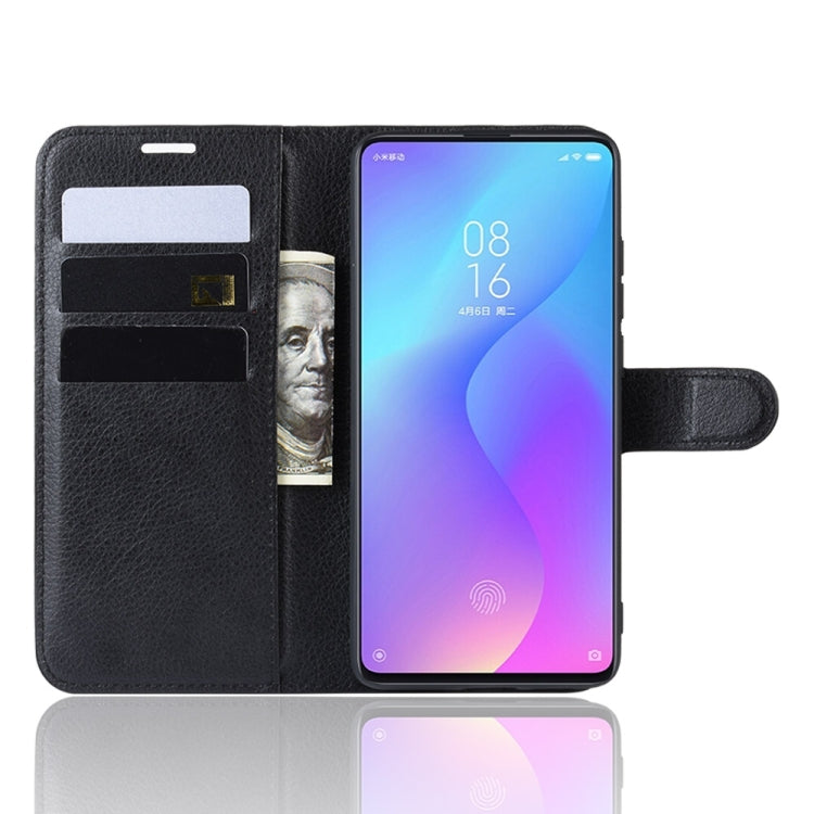 Custodia in pelle a libro orizzontale Litchi Texture per Xiaomi Redmi K20/K20 Pro/Mi 9T/Mi 9T Pro, con portafoglio, supporto e slot per carte