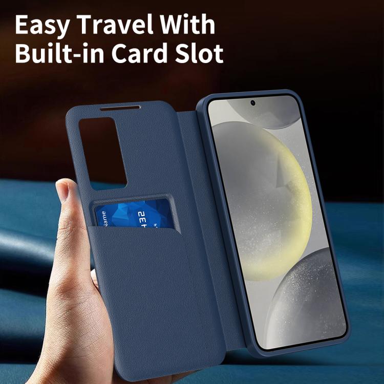 Custodia in pelle Smart View Window con slot carte per Samsung Galaxy S24+, S24