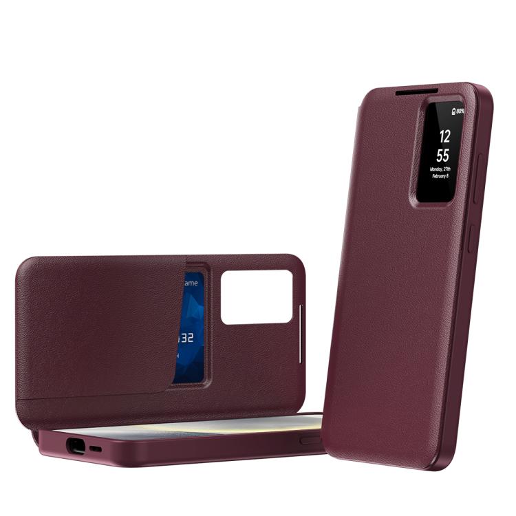Custodia in pelle Smart View Window con slot carte per Samsung Galaxy S24+, S24