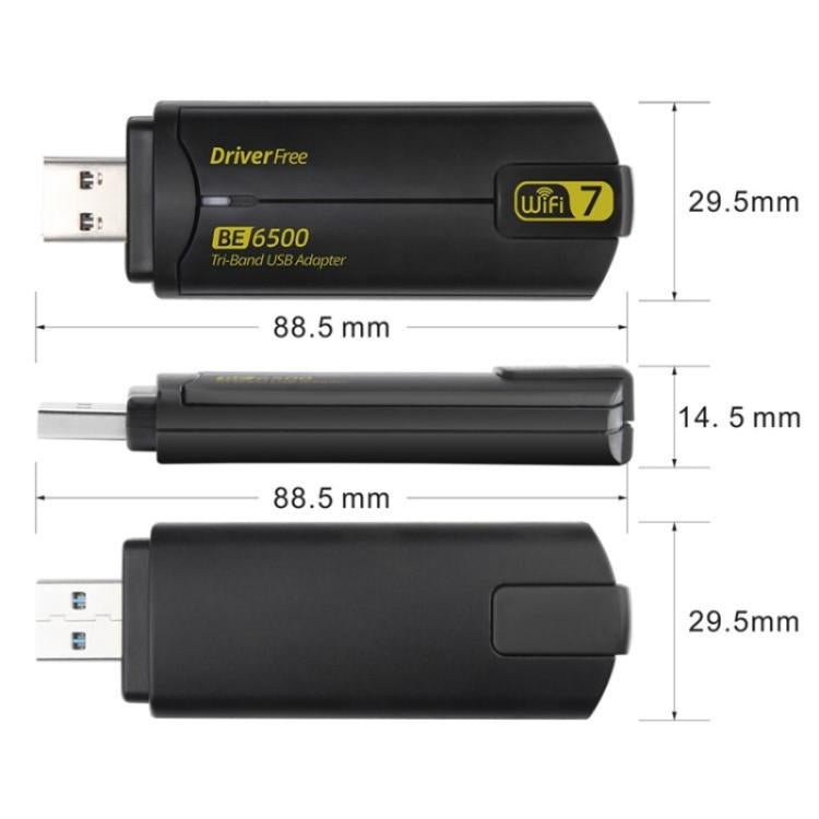 Adattatore USB 3.0 WiFi 7 Tri-Band 6500 Mbps per PC