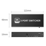 Switch HDMI 2.1 3 ingressi 1 uscita 8K 4K 120Hz HDR