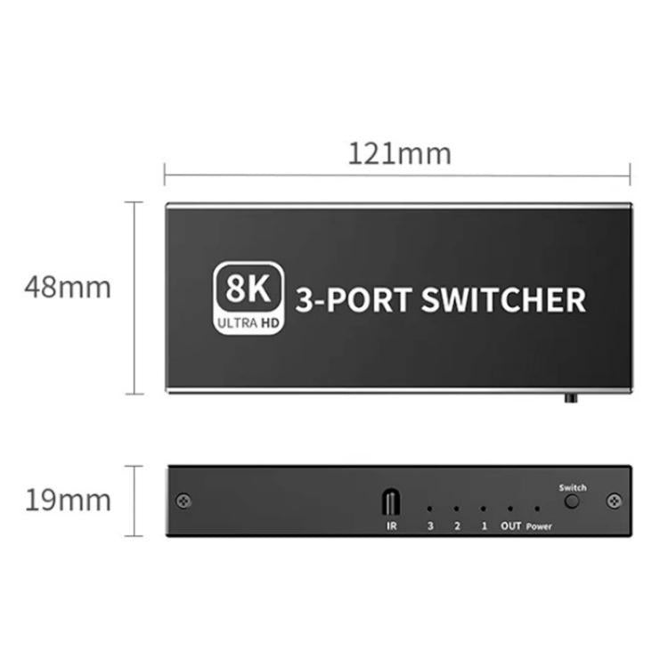 Switch HDMI 2.1 3 ingressi 1 uscita 8K 4K 120Hz HDR