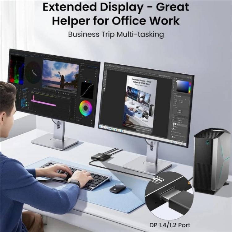 Splitter DisplayPort 1.4 4K 144Hz con Audio e MST Hub