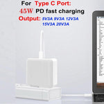 Caricabatterie GaN PD 45W + QC3.0 USB per smartphone e laptop