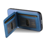 Custodia per cellulare con apertura verticale in tessuto twill e pelle con