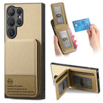 Custodia per cellulare con apertura verticale in tessuto twill e pelle con