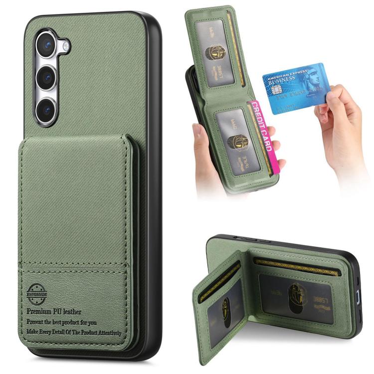 Custodia per cellulare con apertura verticale in tessuto twill e pelle con