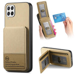 Custodia con apertura verticale in tessuto twill e pelle per Samsung Galaxy A22