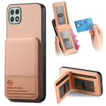 Custodia con apertura verticale in tessuto twill e pelle per Samsung Galaxy A22