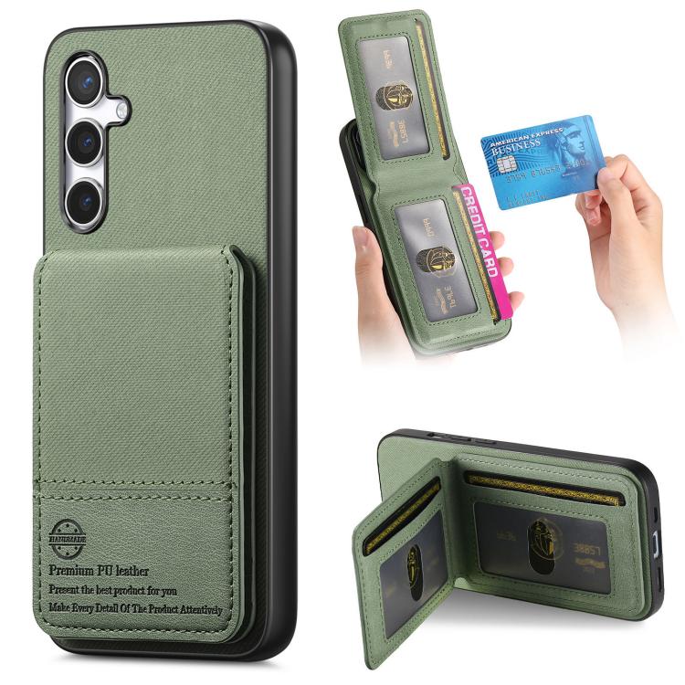 Custodia con apertura verticale in tessuto twill e pelle per Samsung Galaxy A22
