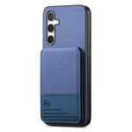 Custodia per cellulare con apertura verticale in tessuto twill e pelle con