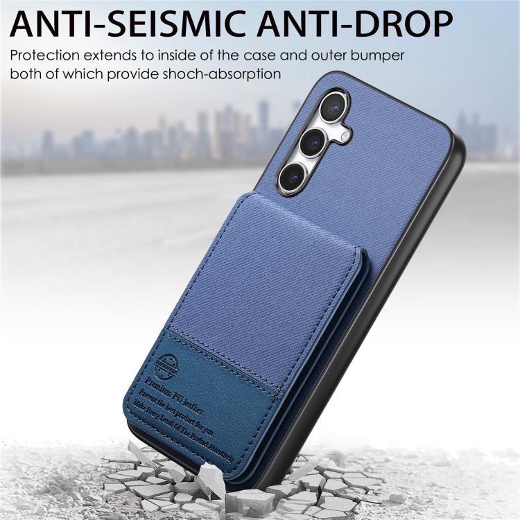 Custodia per cellulare con apertura verticale in tessuto twill e pelle con