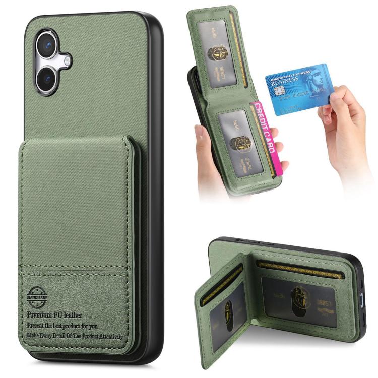 Custodia per cellulare con apertura verticale in tessuto twill e pelle con