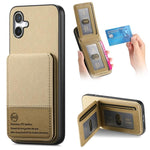 Custodia per cellulare con apertura verticale in tessuto twill e pelle con