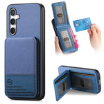 Custodia per cellulare con apertura verticale in tessuto twill e pelle con