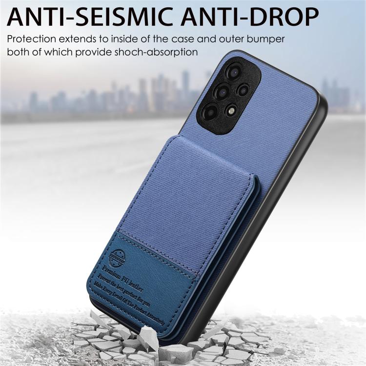 Custodia verticale in tessuto twill e pelle con protezione RFID per Samsung