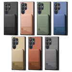 Custodia per cellulare con apertura verticale in tessuto twill e pelle con
