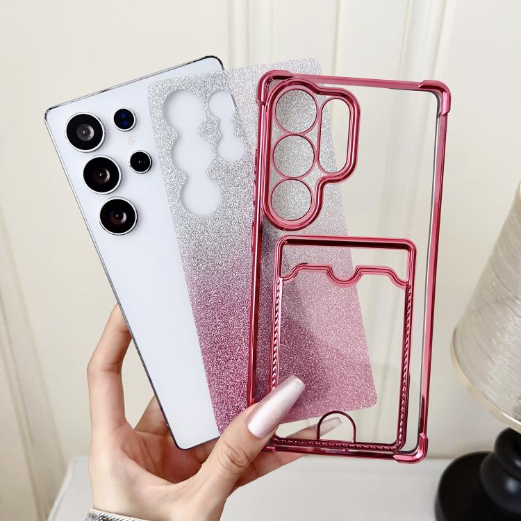 Custodia per telefono in TPU con effetto glitter sfumato e scomparto per carte., For Samsung Galaxy S22 Ultra 5G, For Samsung Galaxy S22+ 5G, For Samsung Galaxy S22 5G