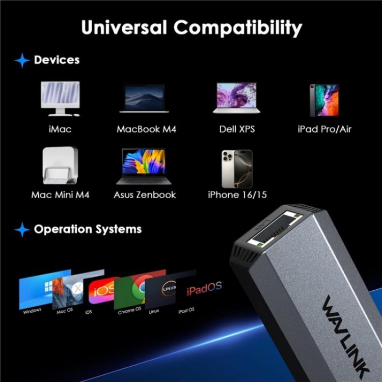 WAVLINK Adattatore USB-C a Ethernet 5Gbps NWU341G