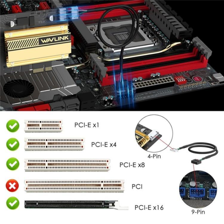 Adattatore rete WiFi 6E PCIe WAVLINK AX5400 tripla banda