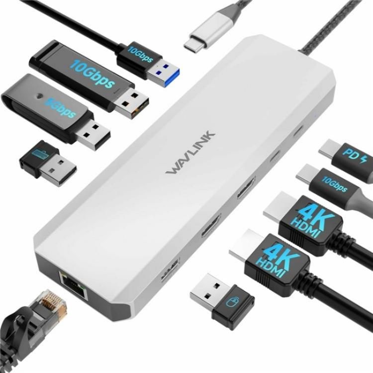 Docking Station WAVLINK 10 in 1 USB-C PD 100W Dual HD