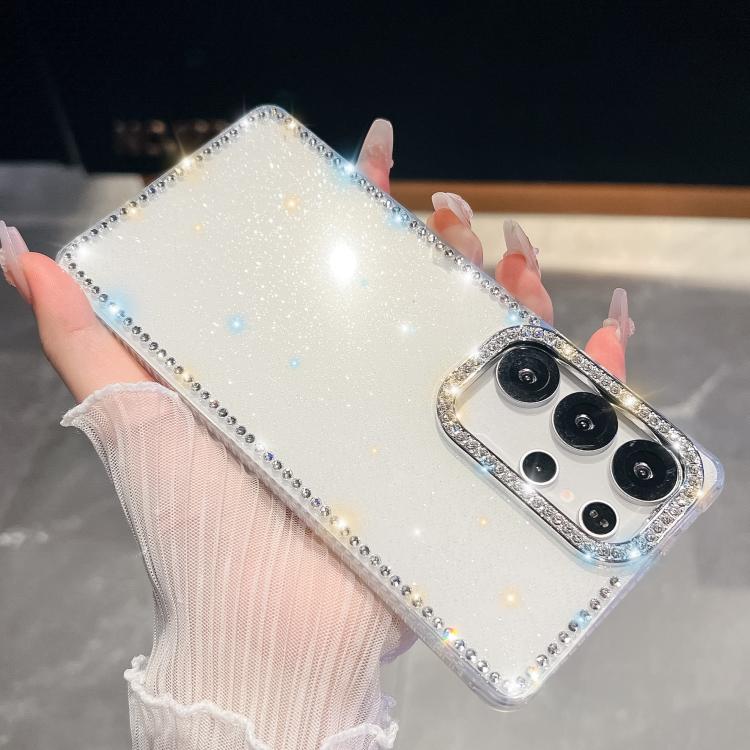 Custodia per telefono anti-caduta in TPU con strass glitterati a 4 angoli., For Samsung Galaxy S23 Ultra 5G