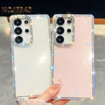 Custodia per telefono anti-caduta in TPU con strass glitterati a 4 angoli., For Samsung Galaxy S23 Ultra 5G