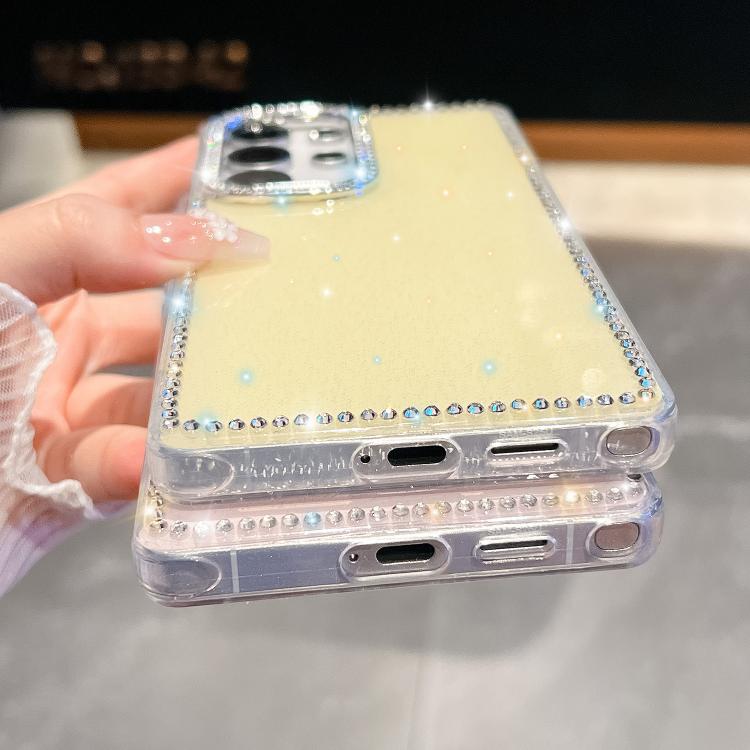 Custodia per telefono anti-caduta in TPU con strass glitterati a 4 angoli., For Samsung Galaxy S23 Ultra 5G